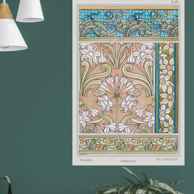Art nouveau daffodil Verneui Textil blommigt art Poster (Skapare uppladdad)