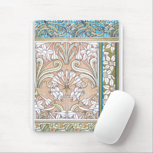 Art nouveau daffodil vintage blommigt av textilvar musmatta