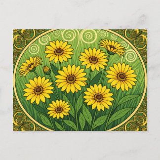 Art Nouveau Daisies Vykort