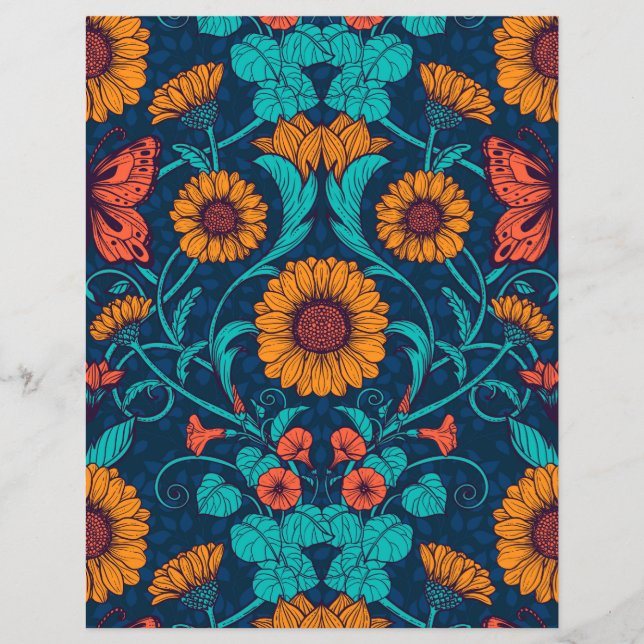Art nouveau daisy i blått och gult (Framsida)