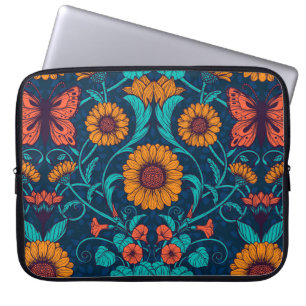 Art nouveau daisy i blått och gult laptop fodral