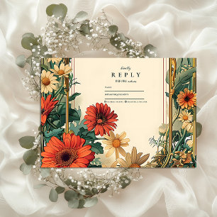 Art nouveau Daisy Ram Bröllop OSA Kort