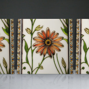 Art nouveau Daisy Sömlösa blommigtar Kakelplatta