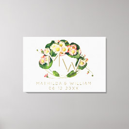 Art nouveau Daisy utandningsmonogram för att anpas Canvastryck
