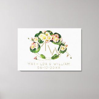 Art nouveau Daisy utandningsmonogram för att anpas Canvastryck