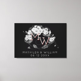 Art nouveau Daisy utandningsmonogram för att anpas Canvastryck