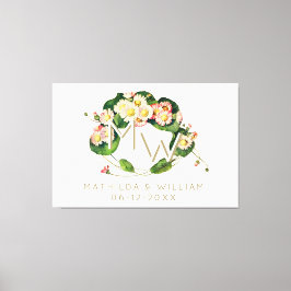 Art nouveau Daisy utandningsmonogram för att anpas Canvastryck