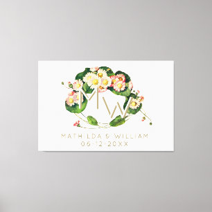 Art nouveau Daisy utandningsmonogram för att anpas Canvastryck
