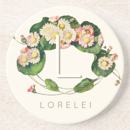 Art nouveau Daisy utandningsmonogram för att anpas Underlägg