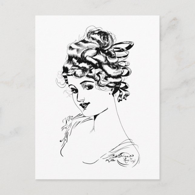 Art nouveau Dam 1917 Fin konst Vykort (Framsida)