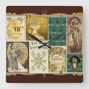 Art nouveau Dam Fyrkantig Klocka