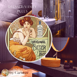 Art nouveau Dam med Bitters Flaska Knopp