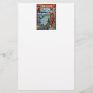 Art nouveau Dam med Peacock Brevpapper