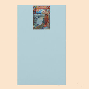 Art nouveau Dam med Peacock Brevpapper