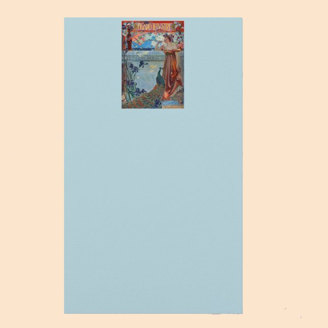 Art nouveau Dam med Peacock Brevpapper (Skapare uppladdad)