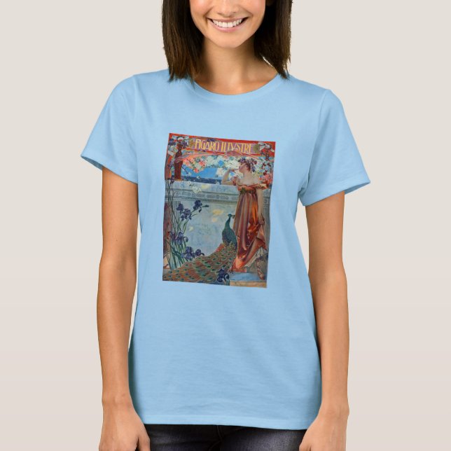 Art nouveau Dam med Peacock Tee (Framsida)