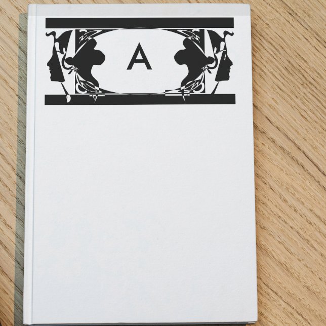 Art nouveau Dam Silhouette Monogram Brevpapper (Skapare uppladdad)