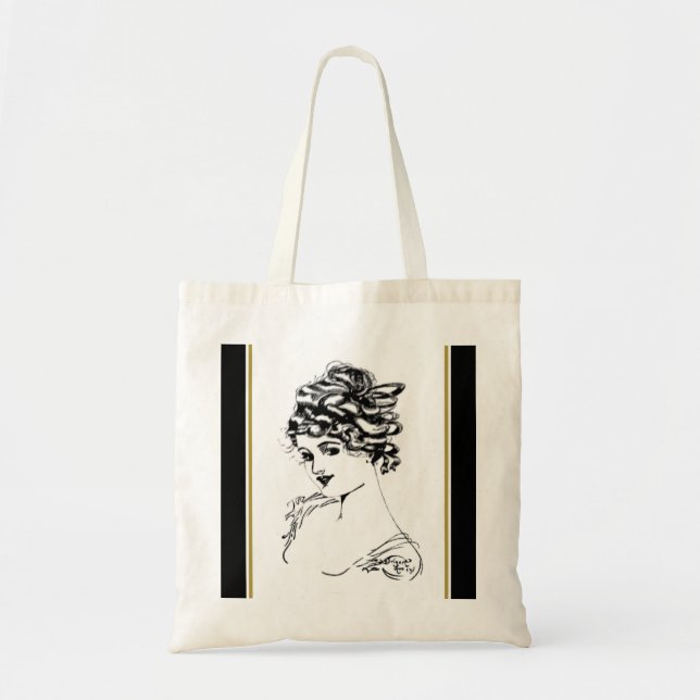 Art nouveau Dam Small Tote Bag Tygkasse (Framsidan)