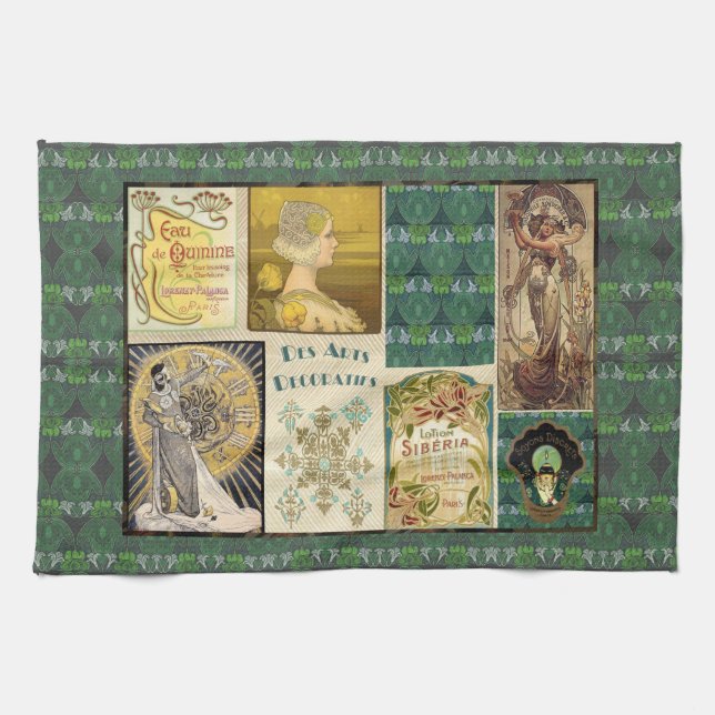 Art nouveau Dam Tea Towel Kökshandduk (Horisontell)