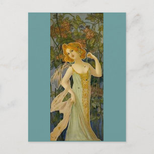 Art nouveau Dam Vykort