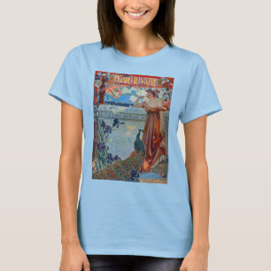 Art Nouveau Damen med påfågel Tee