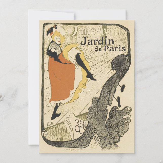 Art nouveau Dancer Jane Avril av Toulouse Lautrec Inbjudningar (Framsida)