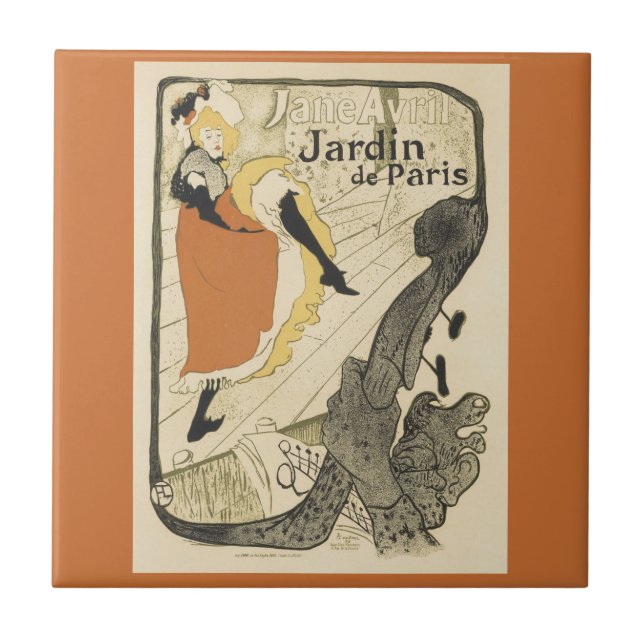Art nouveau Dancer Jane Avril av Toulouse Lautrec Kakelplatta (Framsidan)