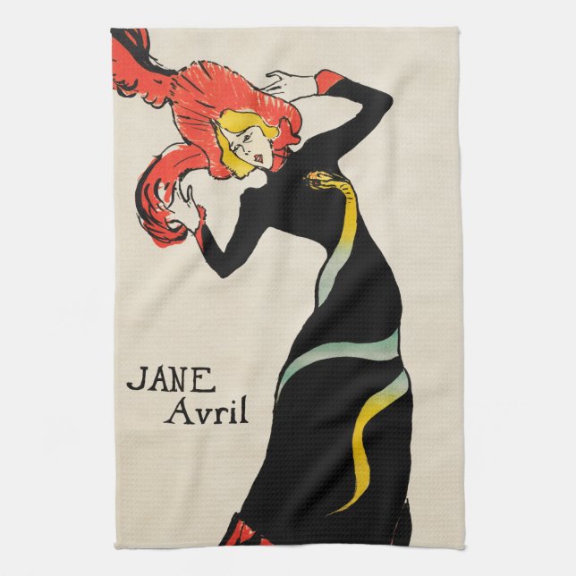 Art nouveau Dancer Jane Avril av Toulouse Lautrec Kökshandduk (Vertikal)