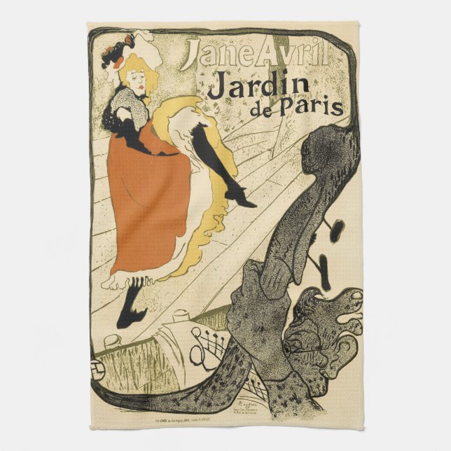 Art nouveau Dancer Jane Avril av Toulouse Lautrec Kökshandduk (Vertikal)