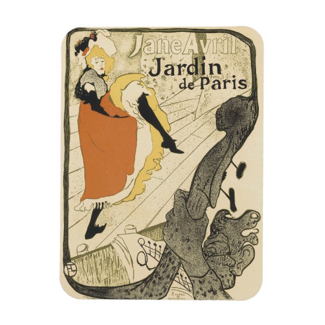 Art nouveau Dancer Jane Avril av Toulouse Lautrec Magnet (Vertikal)