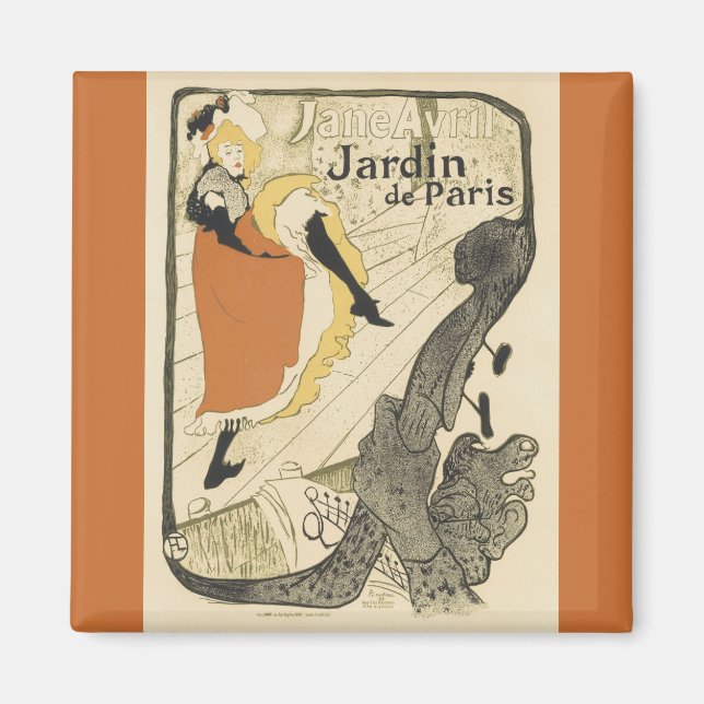 Art nouveau Dancer Jane Avril av Toulouse Lautrec Magnet (Framsidan)