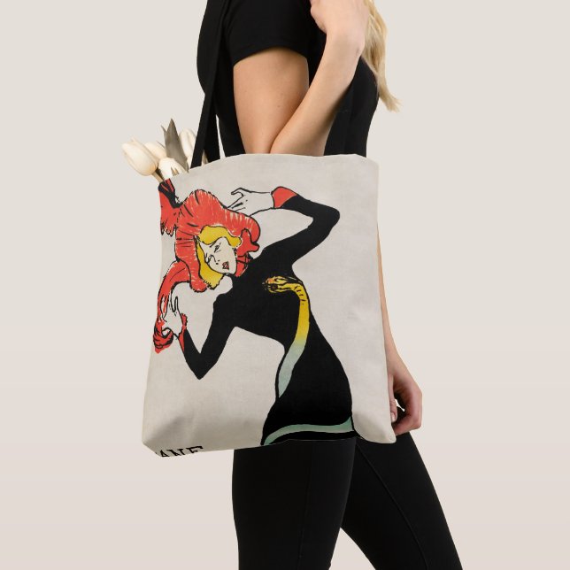 Art nouveau Dancer Jane Avril av Toulouse Lautrec Tygkasse (Närbild)