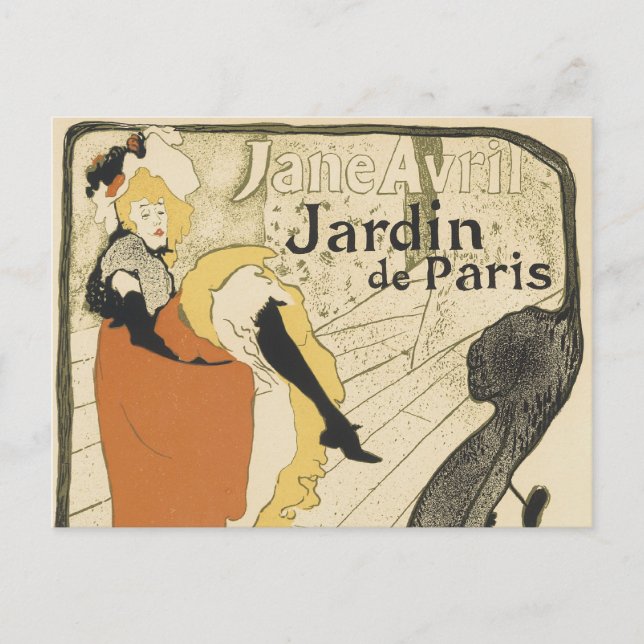 Art nouveau Dancer Jane Avril av Toulouse Lautrec Vykort (Framsida)