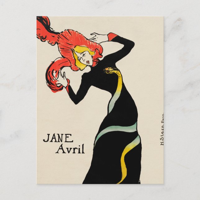 Art nouveau Dancer Jane Avril av Toulouse Lautrec Vykort (Framsida)