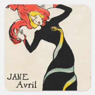 Art Nouveau-dansaren Jane Avril av Toulouse Lautre Fyrkantigt Klistermärke