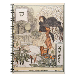Art Nouveau December Vinterträdgård Illustration Anteckningsbok