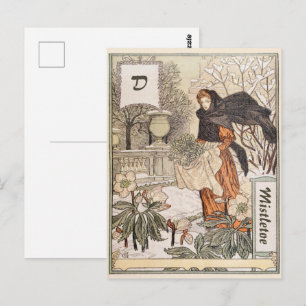 Art Nouveau December Vinterträdgård Illustration Vykort