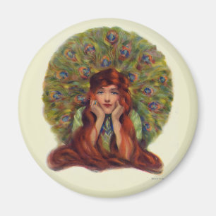 Art nouveau deco-elegant, honfjädrar magnet