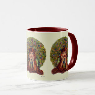 Art nouveau deco-elegant, honfjädrar mugg