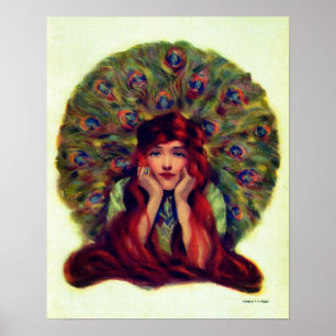 Art nouveau deco-elegant, honfjädrar poster