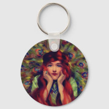 Art nouveau deco-kvinna elegant för pålfjäder