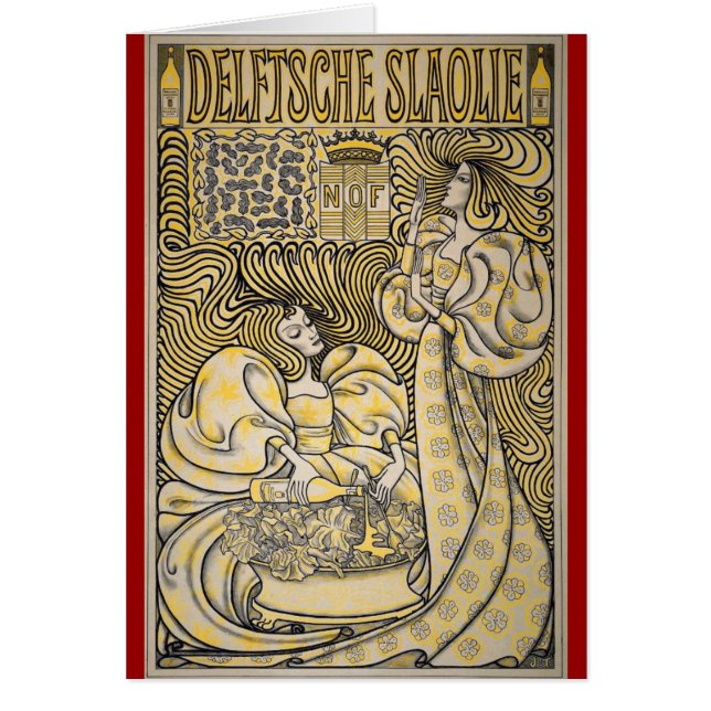 Art nouveau Delftsche Slaolie Delft Hälsningskort (Framsidan)