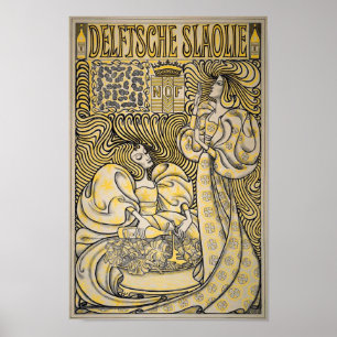 Art nouveau Delftsche Slaolie Delft Salad Oil Poster
