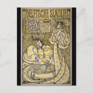 art nouveau Delftsche Slaolie Delft Vykort
