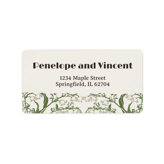 Art Nouveau Delikat Snowdrops bröllop Adressetikett (Framsidan)