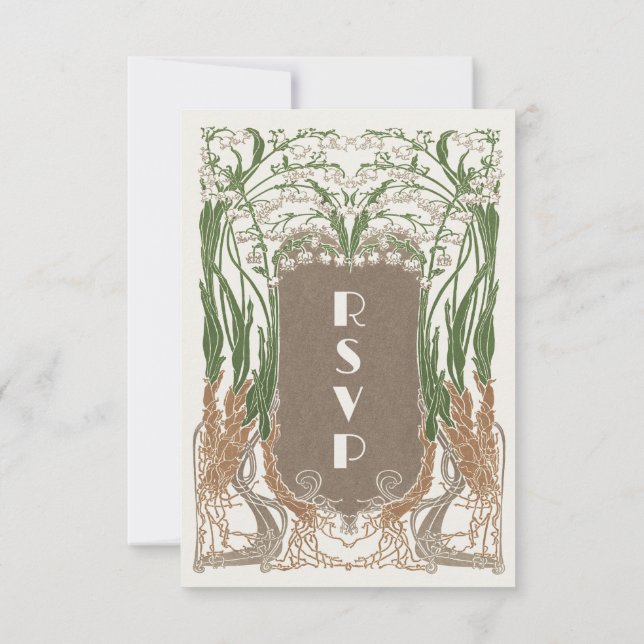 Art Nouveau Delikate Snowdrops QR RSVP OSA Kort (Baksida)