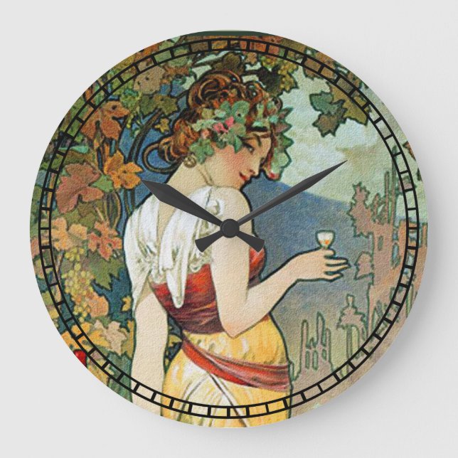 Art nouveau Design av Alphonse Mucha Stor Klocka (Framsida)