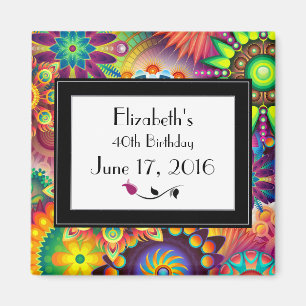Art nouveau Design Flower Shapes Mönster Birthday Magnet