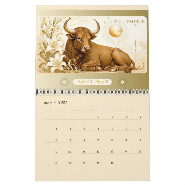Art Nouveau Dierenriem Väggkalender 2027 Kalender (Apr 2027)
