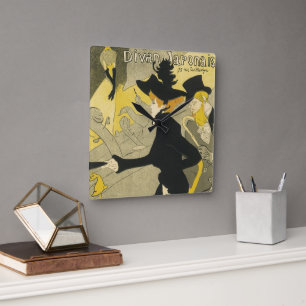 Art Nouveau, Divan Japonais av Toulouse Lautrec Fyrkantig Klocka